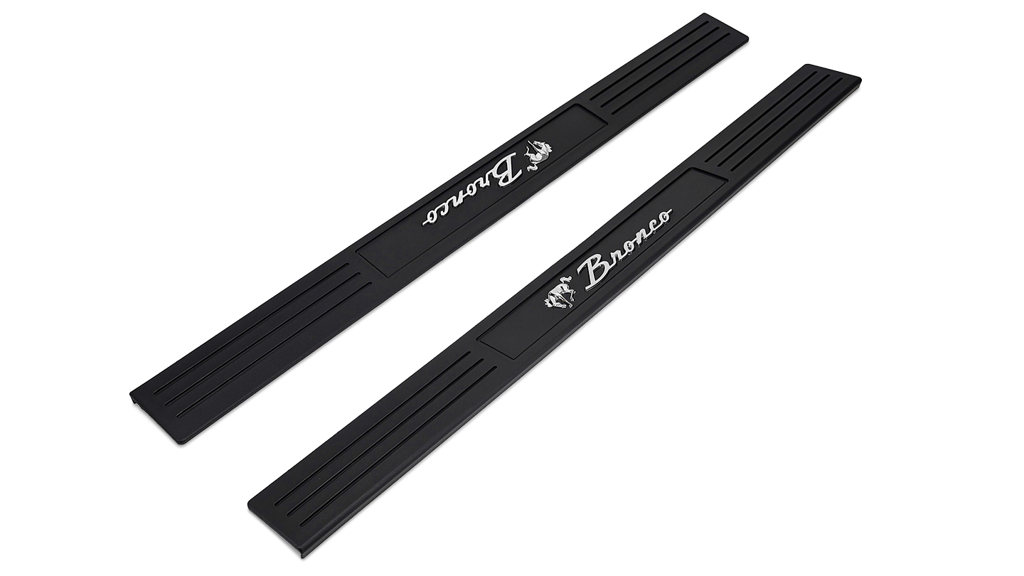 Door Sill Plates - Black Plastic w/Chrome Bronco Script (Out of Stock)