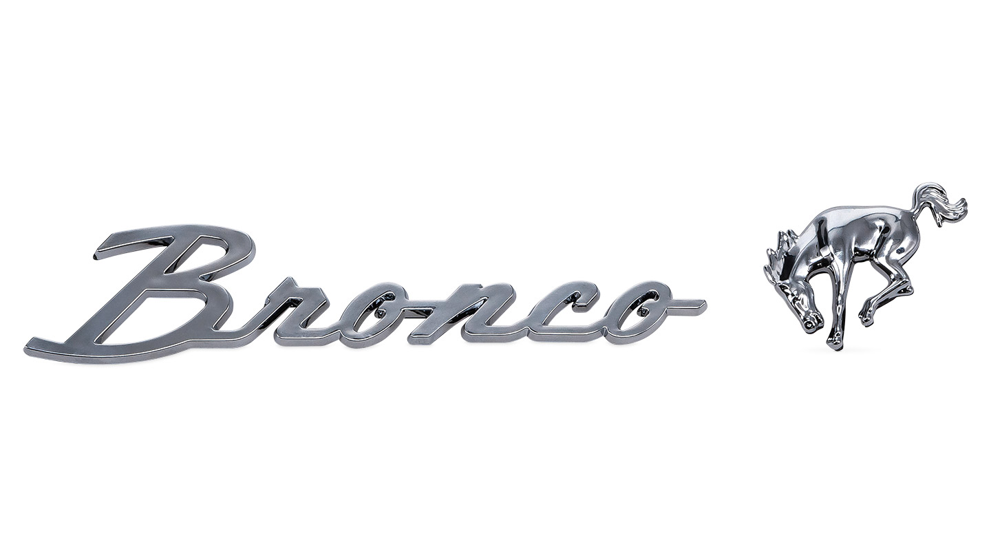 Bronco Script & Horse Emblem Set, Chrome, Adhesive-Backed