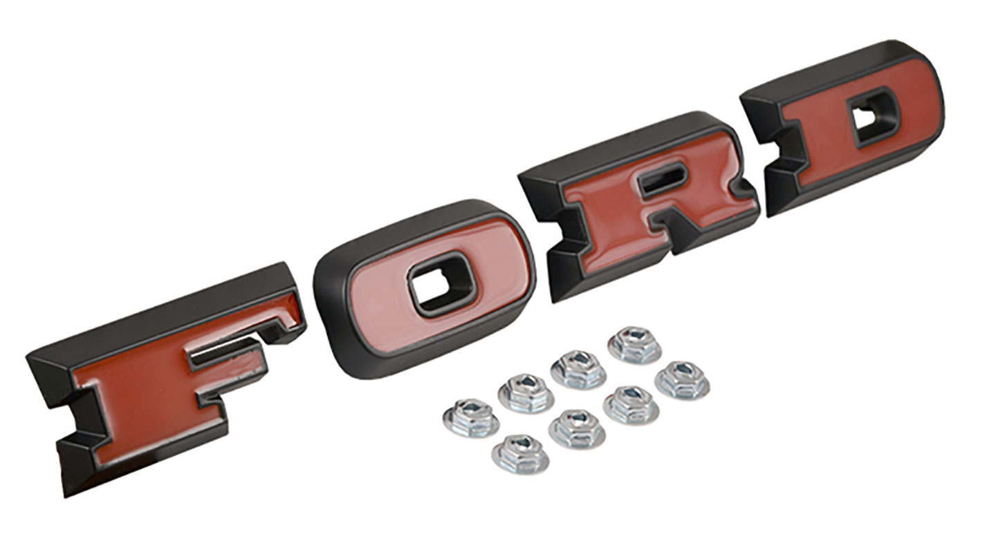 Ford Grill Letters - Black Satin with Red Plastic Inserts 