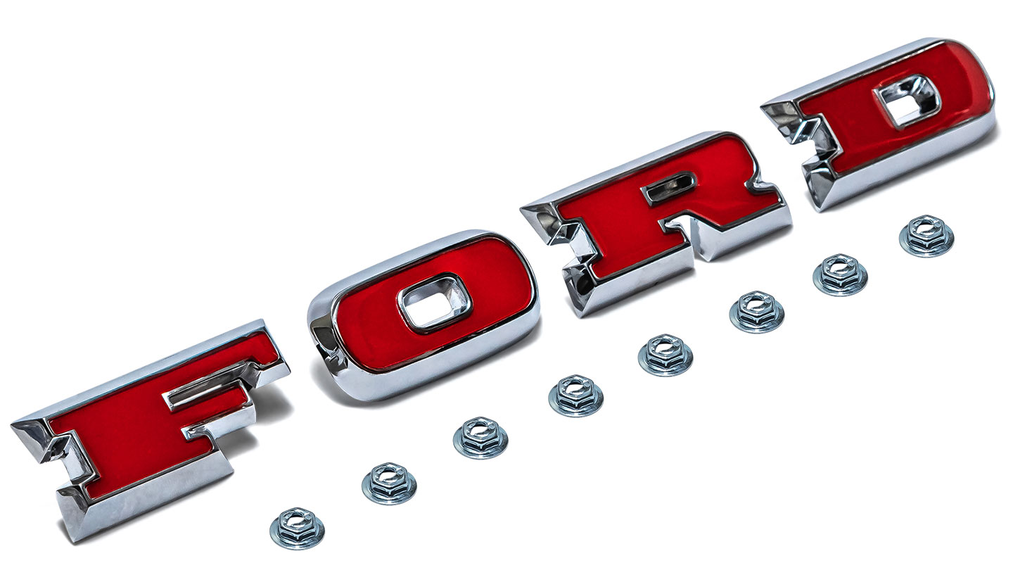 Ford Grill Letters - OE-Style, Red Plastic Inserts