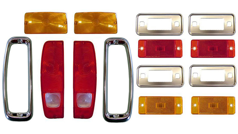 1967-72 FORD F100 F250 & 67-77 BRONCO TAIL LIGHT LENS Pair CLEAR NEW RARE 