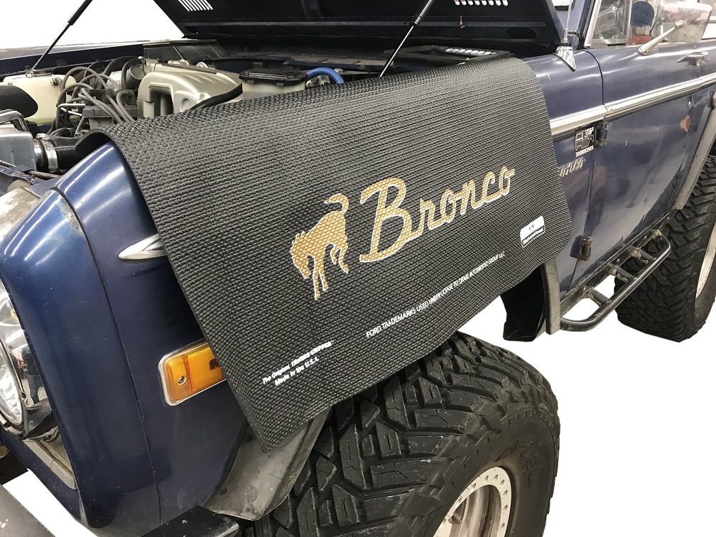 Mechanic's Fender Gripper Cover w/Bronco Script & Bucking Horse Logo