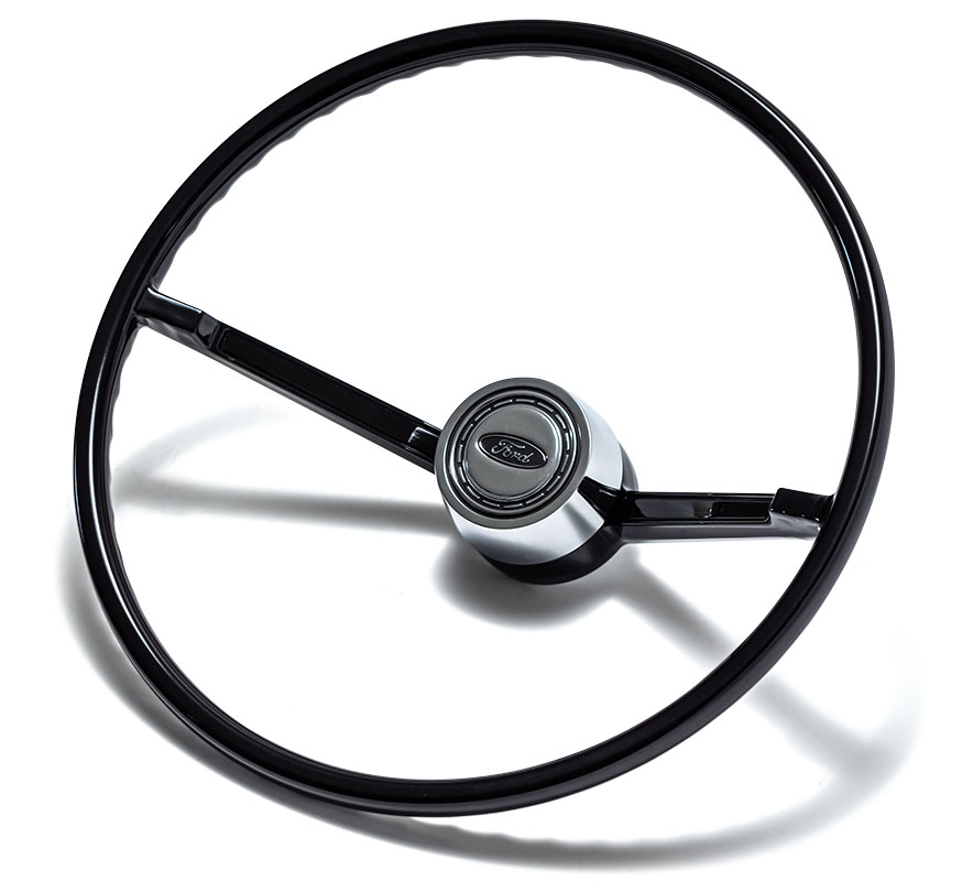 Factory Steering Wheel with Chrome Horn Button, 66-74 Ford Bronco