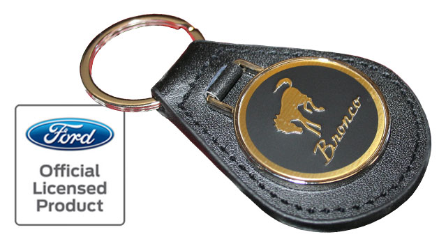 Leather Key Fob Keychain w/Bronco Script Emblem
