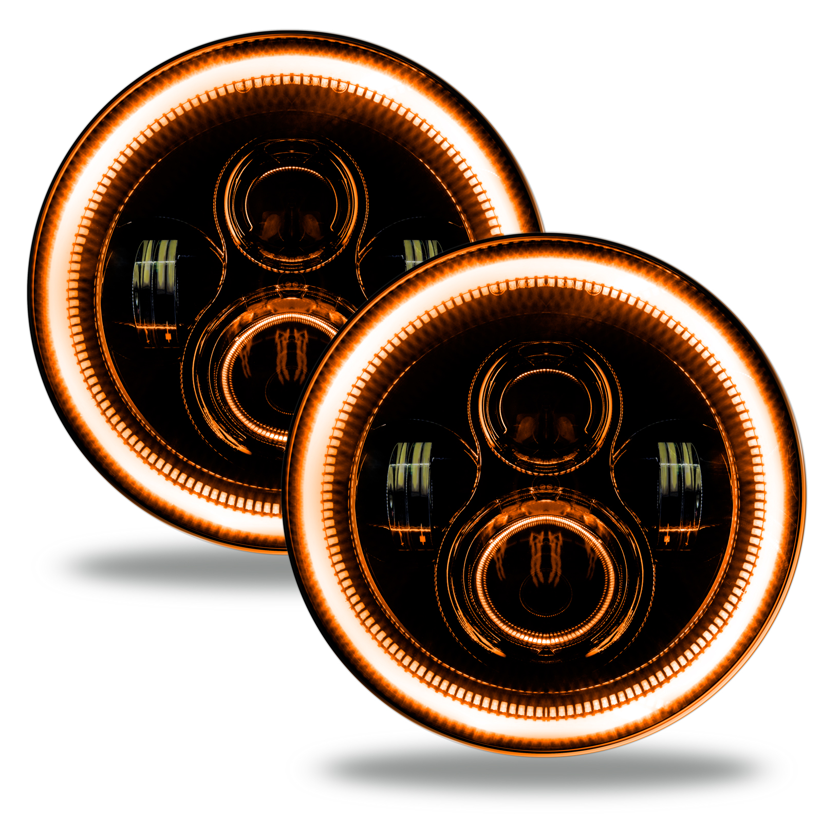ORACLE Lighting 7" High Powered Amber LED Headlights (Pair) - Black Bezel