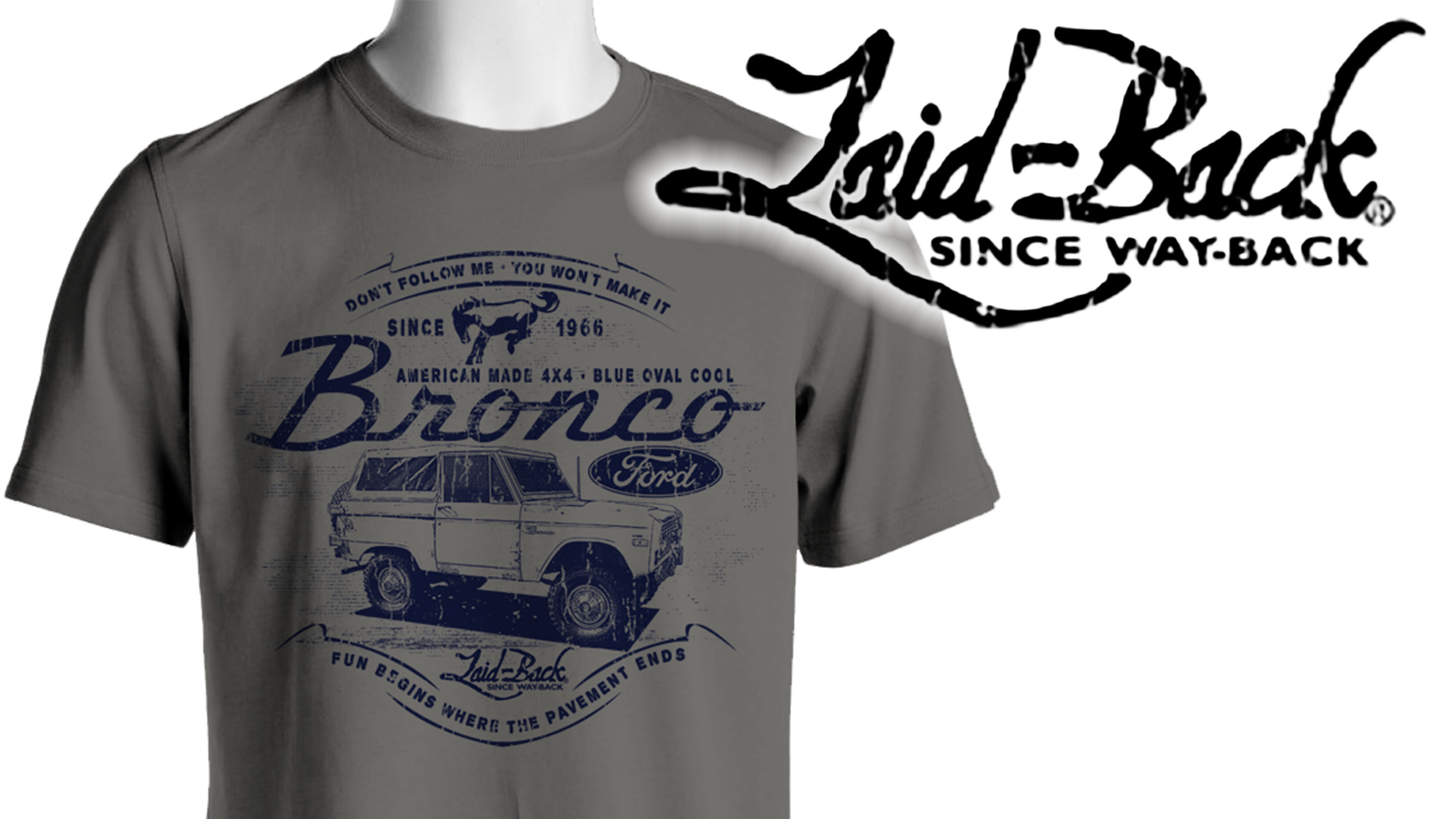 Laid Back Bronco T-Shirt - Burly Bronco, Gray