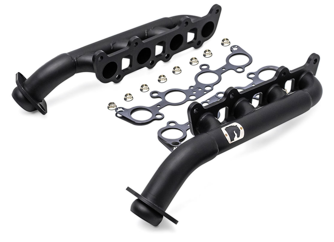 Black Ceramic Headers for Early Bronco 5.0L Coyote Conversion
