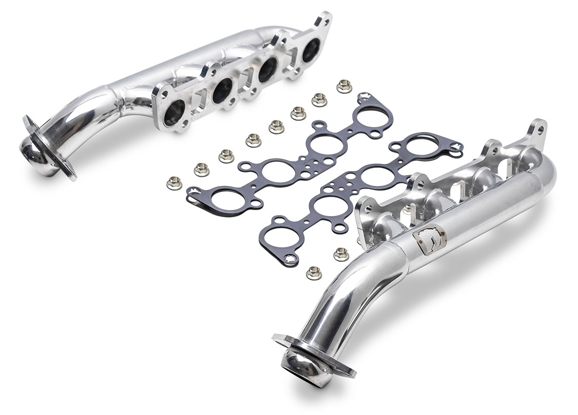 Polished Ceramic Headers for Early Bronco 5.0L Coyote Conversion