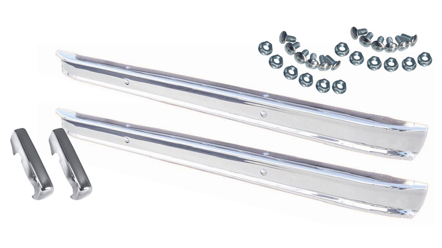 Two Chrome Bumpers, Bumperettes, and Bolt Kits, COMPLETE KIT! TOMS