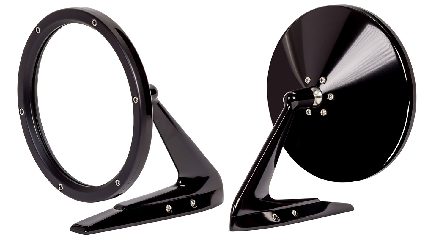 Billet Rides Round Side Mirrors Gloss Black, Pair