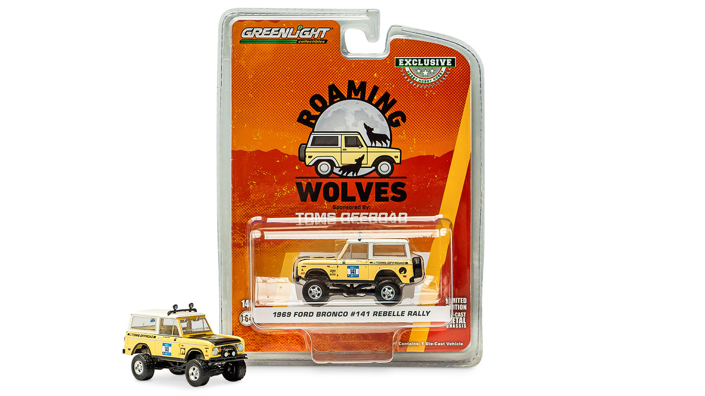 1969 Ford Bronco - Team Roaming Wolves x TOMS OFFROAD, 1:64 Die Cast 