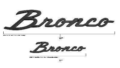 mini black bronco script emblem measurement comparison