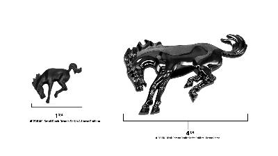 mini black bronco horse emblem measurement comparison