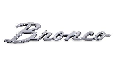 small chrome bronco script emblem