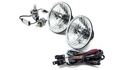 7 inch round H-4 headlamps with LED replaceable bulbs