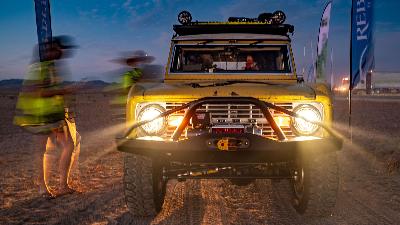 KC HiLites Gravity LED 7 inch Headlights installed in the Team Roaming Wolves Ford Bronco at the 2020 Rebelle Rally