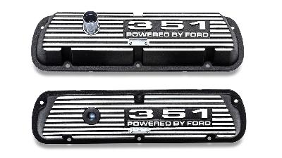 Classic Ford 351W V8 motor black aluminum valve covers.