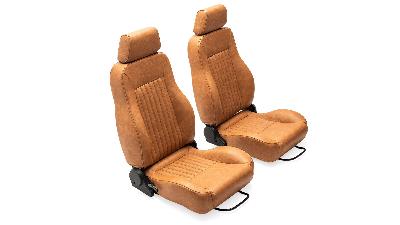 Classic Ford Bronco custom front seats leather style deerskin tan finish