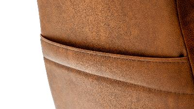 Rear pocket on TOMS OFFROAD leather style front bucket seat in walnut brown finish.
