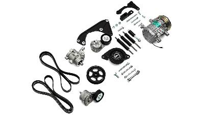 Coyote 5.0 liter front drive kit for classic Ford Bronco conversion with a/c