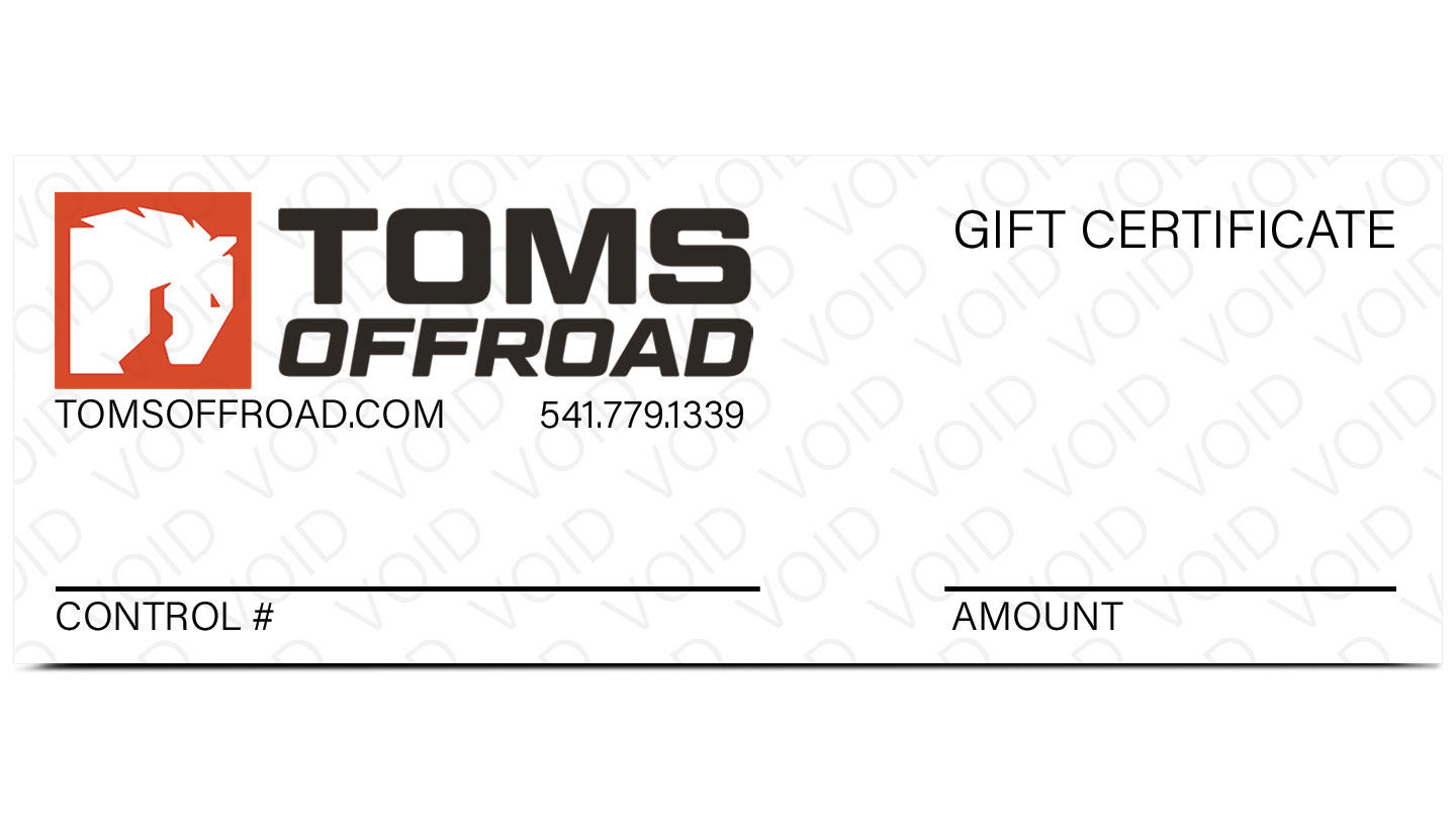 TOMS OFFROAD Gift Certificate