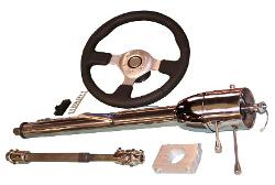 Tilt Column Kit w/Steering Wheel - Polished, Manual for Floor Shift